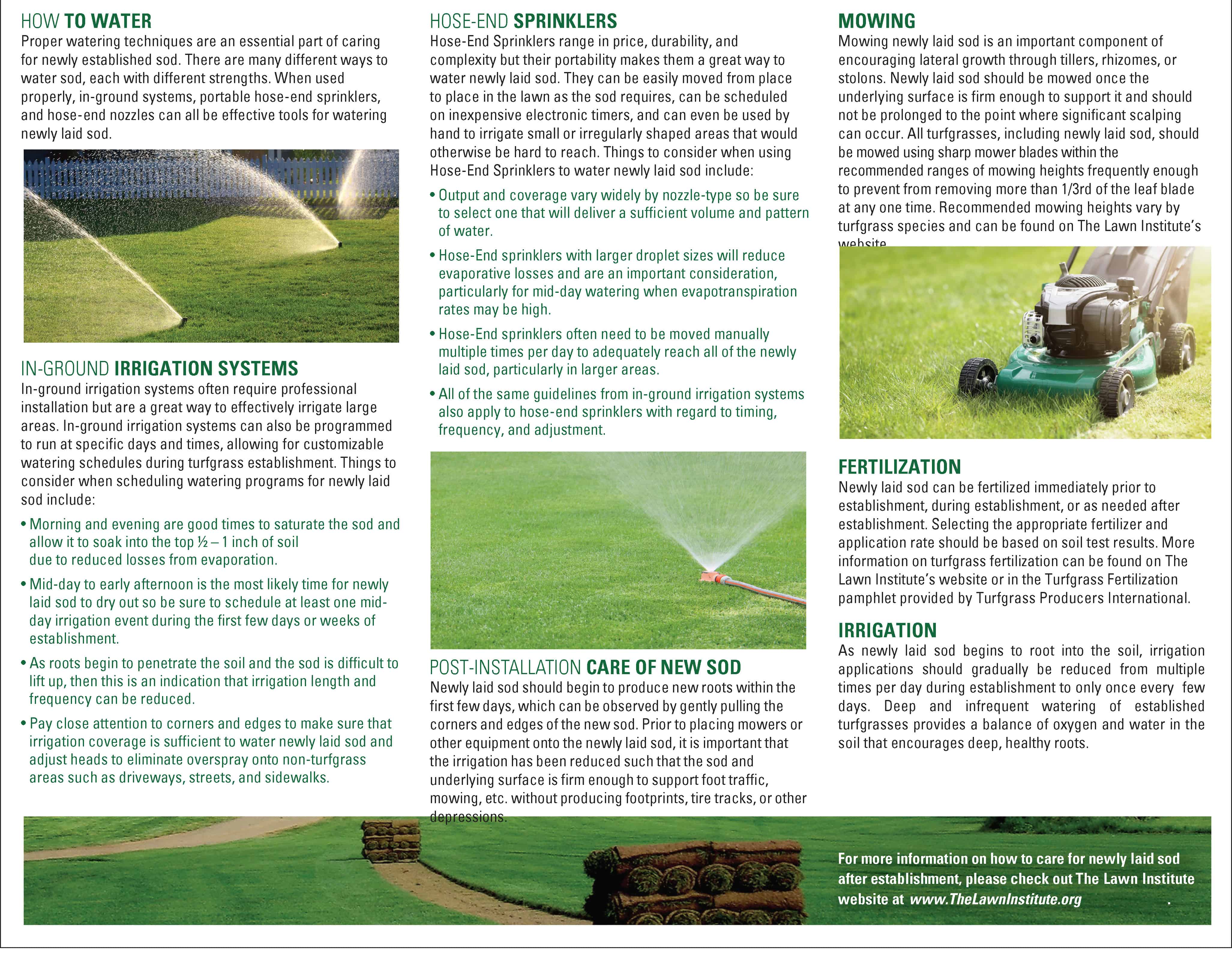 Turfgrass Watering And Care For New Sod Johnston Seed Company